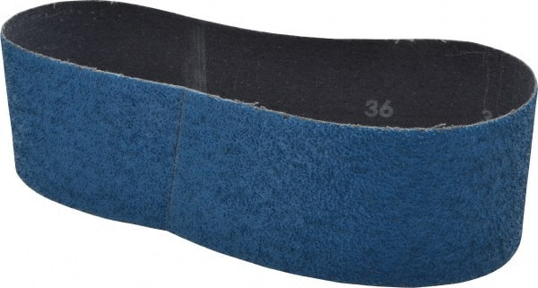 Norton - 3" Wide x 21" OAL, 36 Grit, Zirconia Alumina Abrasive Belt - Zirconia Alumina, Very Coarse, Coated, Y Weighted Cloth Backing, Series 3X - Exact Tooling
