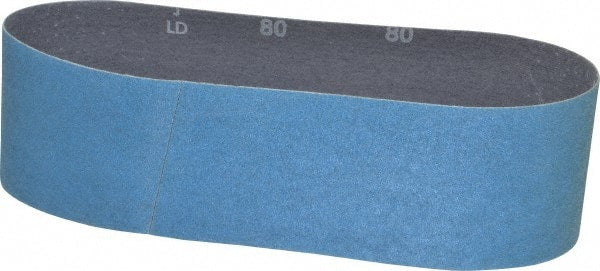 Norton - 3" Wide x 24" OAL, 80 Grit, Zirconia Alumina Abrasive Belt - Zirconia Alumina, Medium, Coated, Y Weighted Cloth Backing, Series 3X - Exact Tooling