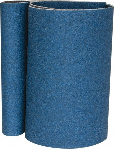 Norton - 4" Wide x 24" OAL, 120 Grit, Zirconia Alumina Abrasive Belt - Zirconia Alumina, Fine, Coated, Y Weighted Cloth Backing, Series 3X - Exact Tooling