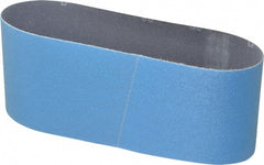 Norton - 4" Wide x 24" OAL, 80 Grit, Zirconia Alumina Abrasive Belt - Zirconia Alumina, Medium, Coated, Y Weighted Cloth Backing, Series 3X - Exact Tooling