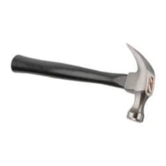 Stanley - 13/16 Lb Head, Curved Claw Nail Hammer - 12-19/64" OAL, Carbon Steel Head, Smooth Face, Wood Handle - Exact Tooling