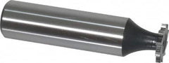 Interstate - 1/2" Diam x 1/16" Face Width, Cobalt, 10 Teeth, Shank Connection Woodruff Keyseat Cutter - Uncoated, 2-1/16" OAL x 1/2" Shank, Straight Teeth, ANSI 204, Old Standard 1 - Exact Tooling