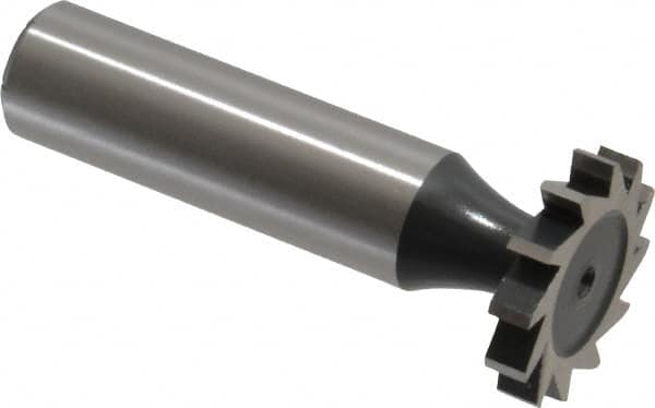 Interstate - 7/8" Diam x 5/32" Face Width, Cobalt, 10 Teeth, Shank Connection Woodruff Keyseat Cutter - Uncoated, 2-5/32" OAL x 1/2" Shank, Straight Teeth, ANSI 507, Old Standard 10 - Exact Tooling