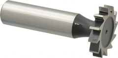 Interstate - 1" Diam x 3/16" Face Width, Cobalt, 12 Teeth, Shank Connection Woodruff Keyseat Cutter - Uncoated, 2-3/16" OAL x 1/2" Shank, Straight Teeth, ANSI 608, Old Standard 13 - Exact Tooling