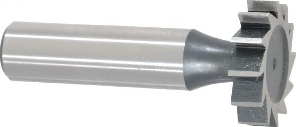 Interstate - 1" Diam x 1/4" Face Width, Cobalt, 12 Teeth, Shank Connection Woodruff Keyseat Cutter - Uncoated, 2-1/4" OAL x 1/2" Shank, Straight Teeth, ANSI 808, Old Standard 15 - Exact Tooling