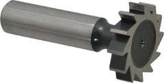 Interstate - 1-1/8" Diam x 1/4" Face Width, Cobalt, 12 Teeth, Shank Connection Woodruff Keyseat Cutter - Uncoated, 2-1/4" OAL x 1/2" Shank, Straight Teeth, ANSI 809, Old Standard 18 - Exact Tooling