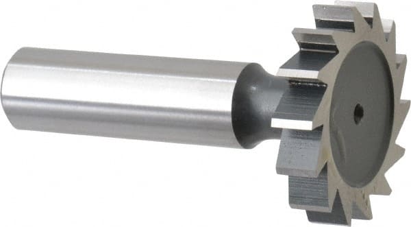 Interstate - 1-1/4" Diam x 1/4" Face Width, Cobalt, 14 Teeth, Shank Connection Woodruff Keyseat Cutter - Uncoated, 2-1/4" OAL x 1/2" Shank, Straight Teeth, ANSI 810, Old Standard 21 - Exact Tooling