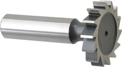 Interstate - 1-1/4" Diam x 1/4" Face Width, Cobalt, 14 Teeth, Shank Connection Woodruff Keyseat Cutter - Uncoated, 2-1/4" OAL x 1/2" Shank, Straight Teeth, ANSI 810, Old Standard 21 - Exact Tooling