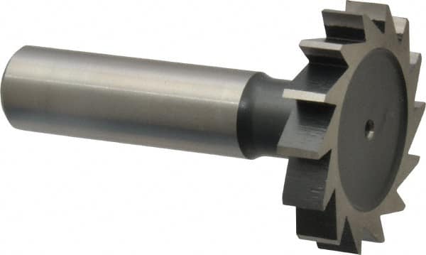 Interstate - 1-3/8" Diam x 1/4" Face Width, Cobalt, 14 Teeth, Shank Connection Woodruff Keyseat Cutter - Uncoated, 2-1/4" OAL x 1/2" Shank, Straight Teeth, ANSI 811, Old Standard 22 - Exact Tooling