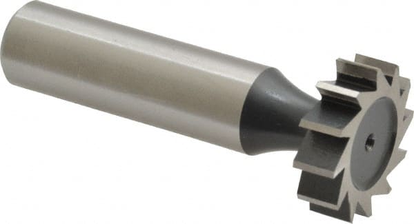 Interstate - 7/8" Diam x 1/4" Face Width, Cobalt, 10 Teeth, Shank Connection Woodruff Keyseat Cutter - Uncoated, 2-1/4" OAL x 1/2" Shank, Straight Teeth, ANSI 807, Old Standard A - Exact Tooling