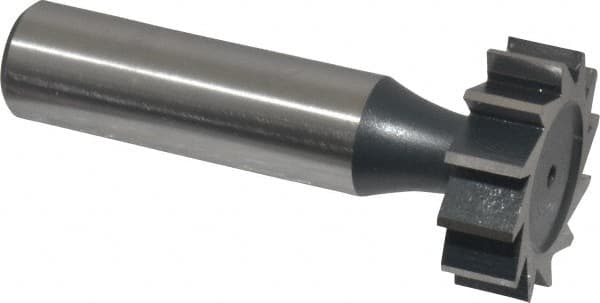 Interstate - 1" Diam x 5/16" Face Width, Cobalt, 12 Teeth, Shank Connection Woodruff Keyseat Cutter - Uncoated, 2-5/16" OAL x 1/2" Shank, Straight Teeth, ANSI 1008, Old Standard B - Exact Tooling
