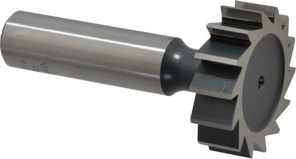 Interstate - 1-1/4" Diam x 3/8" Face Width, Cobalt, 14 Teeth, Shank Connection Woodruff Keyseat Cutter - Uncoated, 2-3/8" OAL x 1/2" Shank, Straight Teeth, ANSI 1210, Old Standard E - Exact Tooling