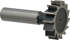Interstate - 1-3/8" Diam x 3/8" Face Width, Cobalt, 14 Teeth, Shank Connection Woodruff Keyseat Cutter - Uncoated, 2-3/8" OAL x 1/2" Shank, Straight Teeth, ANSI 1211, Old Standard F - Exact Tooling