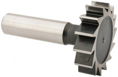 Interstate - 1-1/2" Diam x 3/8" Face Width, Cobalt, 16 Teeth, Shank Connection Woodruff Keyseat Cutter - Uncoated, 2-3/8" OAL x 1/2" Shank, Straight Teeth, ANSI 1212, Old Standard G - Exact Tooling