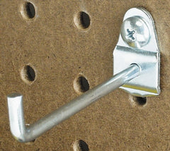 Triton - 3/16" Diam, 1-1/8" Long Straight Arm Pegboard Hook - 1-1/2" Projection, 90° Bend, 1/2" Bend Length, Steel - Exact Tooling