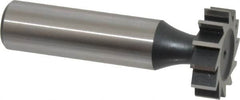 Interstate - 7/8" Diam x 1/4" Face Width, High Speed Steel, 10 Teeth, Shank Connection Woodruff Keyseat Cutter - Uncoated, 2-1/4" OAL x 1/2" Shank, Straight Teeth, ANSI 807, Old Standard A - Exact Tooling