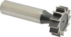 Interstate - 1" Diam x 5/16" Face Width, High Speed Steel, 12 Teeth, Shank Connection Woodruff Keyseat Cutter - Uncoated, 2-5/16" OAL x 1/2" Shank, Straight Teeth, ANSI 1008, Old Standard B - Exact Tooling