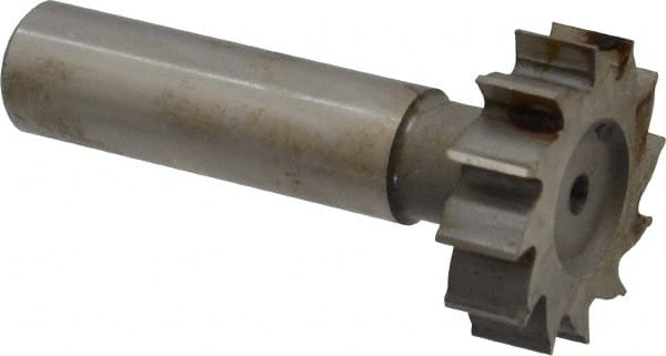 Interstate - 1-1/8" Diam x 5/16" Face Width, High Speed Steel, 12 Teeth, Shank Connection Woodruff Keyseat Cutter - Uncoated, 2-5/16" OAL x 1/2" Shank, Straight Teeth, ANSI 1009, Old Standard C - Exact Tooling