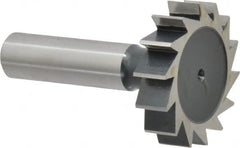 Interstate - 1-1/2" Diam x 3/8" Face Width, High Speed Steel, 16 Teeth, Shank Connection Woodruff Keyseat Cutter - Uncoated, 2-3/8" OAL x 1/2" Shank, Straight Teeth, ANSI 1212, Old Standard G - Exact Tooling