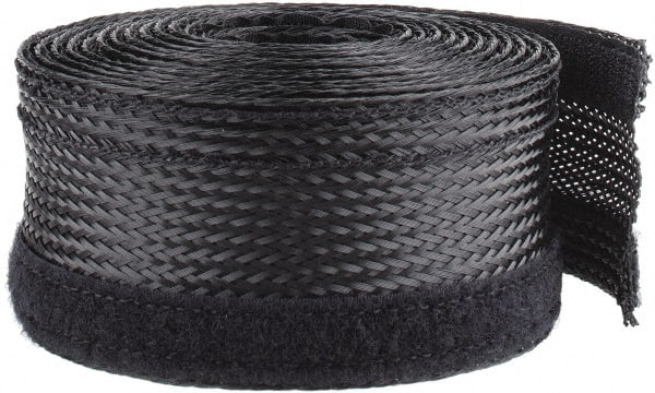 Techflex - Black Braided Cable Sleeve - 10' Coil Length, -103 to 257°F - Exact Tooling