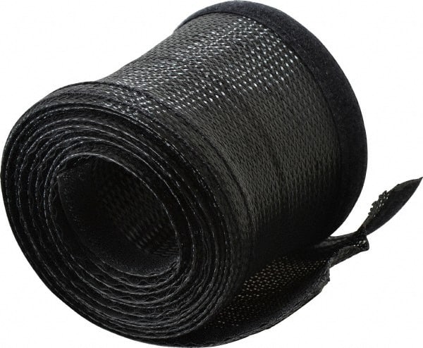 Techflex - Black Braided Cable Sleeve - 10' Coil Length, -103 to 257°F - Exact Tooling