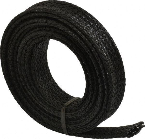 Techflex - Black Braided Expandable Cable Sleeve - 10' Coil Length, -103 to 257°F - Exact Tooling