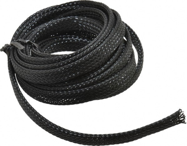 Techflex - Black Braided Expandable Cable Sleeve - 10' Coil Length, -103 to 257°F - Exact Tooling