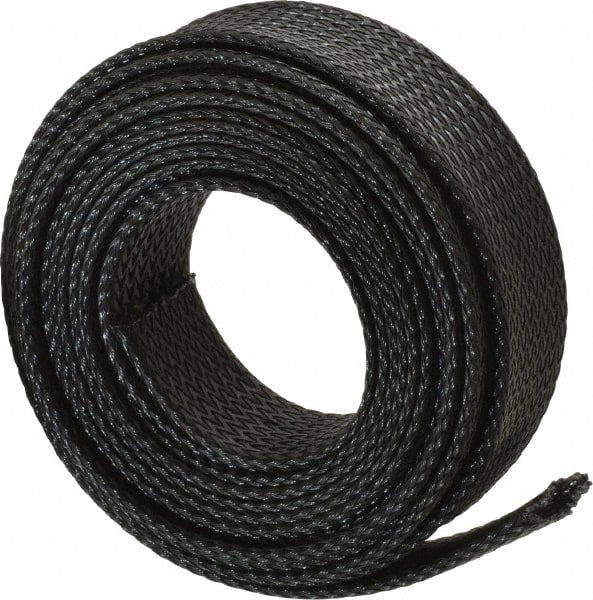 Techflex - Black Braided Expandable Cable Sleeve - 10' Coil Length, -103 to 257°F - Exact Tooling