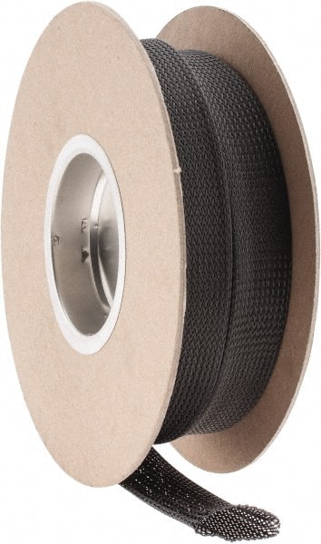 Techflex - Black Braided Expandable Cable Sleeve - 50' Coil Length, -103 to 257°F - Exact Tooling