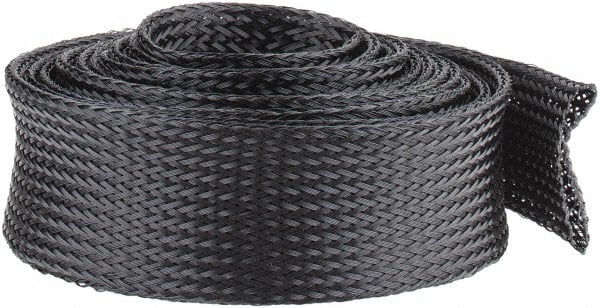 Techflex - Black Braided Expandable Cable Sleeve - 10' Coil Length, -103 to 257°F - Exact Tooling