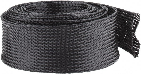 Techflex - Black Braided Expandable Cable Sleeve - 10' Coil Length, -103 to 257°F - Exact Tooling