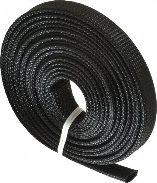 Techflex - Black Braided Expandable Cable Sleeve - 10' Coil Length, -103 to 257°F - Exact Tooling