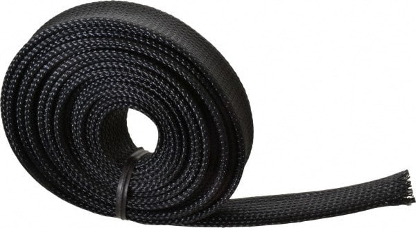 Techflex - Black Braided Expandable Cable Sleeve - 10' Coil Length, -103 to 257°F - Exact Tooling