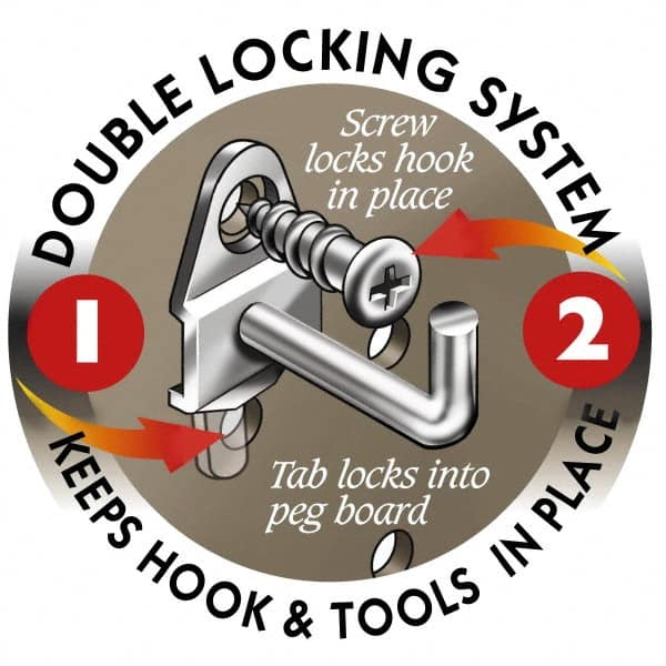 Triton - 1/4" Diam, 6" Long Single Angled End Pegboard Hook - 6-3/32" Projection, 30° Bend, 1/2" Bend Length, Steel - Exact Tooling