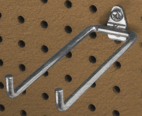 Triton - 1/4" Diam, 5-3/4" Long Double Arm Pegboard Hook - 6-1/4" Projection, 80° Bend, 3/4" Bend Length, Steel - Exact Tooling