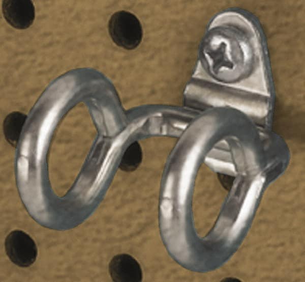 Triton - 3/4" ID, 1/4" Diam, 1-13/16" Long Double Ring Tool Holder Pegboard Hook - 4-1/16" Projection, Steel - Exact Tooling