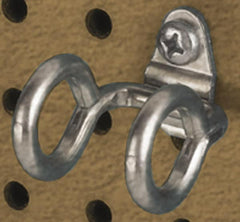 Triton - 3/4" ID, 1/4" Diam, 1-13/16" Long Double Ring Tool Holder Pegboard Hook - 4-1/16" Projection, Steel - Exact Tooling