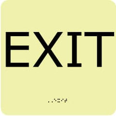 NMC - Exit, Plastic Exit Sign - 8" Wide x 8" High, English/Braille, Glow-in-the-Dark - Exact Tooling