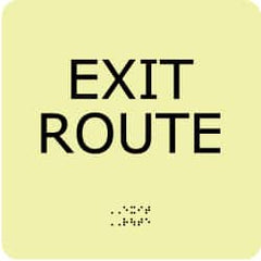 NMC - Exit Route, Plastic Exit Sign - 8" Wide x 8" High, English/Braille, Glow-in-the-Dark - Exact Tooling