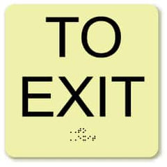 NMC - To Exit, Plastic Exit Sign - 8" Wide x 8" High, English/Braille, Glow-in-the-Dark - Exact Tooling