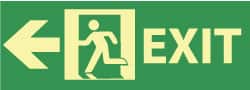 NMC - Exit, Pressure Sensitive Vinyl Exit Sign - 14" Wide x 5" High, Glow-in-the-Dark - Exact Tooling