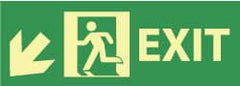 NMC - Exit, Pressure Sensitive Vinyl Exit Sign - 14" Wide x 5" High, Glow-in-the-Dark - Exact Tooling