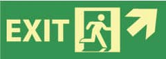 NMC - Exit, Pressure Sensitive Vinyl Exit Sign - 14" Wide x 5" High, Glow-in-the-Dark - Exact Tooling