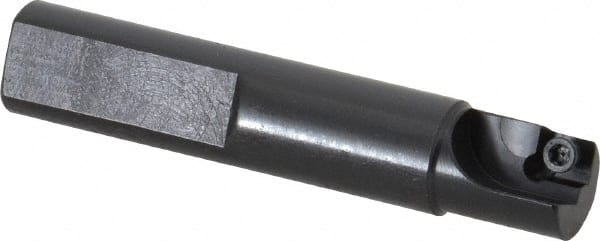 Cutting Tool Technologies - 1/2" Cut Diam, 0.23" Max Depth of Cut, 1/2" Shank Diam, 2.62" OAL, Indexable Square Shoulder Centercutting End Mill - SDEB 21.51 Inserts, Flatted Shank, 90° Lead Angle - Exact Tooling