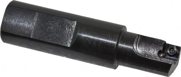 Cutting Tool Technologies - 5/8" Cut Diam, 0.28" Max Depth of Cut, 3/4" Shank Diam, 3" OAL, Indexable Square Shoulder Centercutting End Mill - SDEB 2.522, SDEH 2.522 Inserts, Flatted Shank, 90° Lead Angle - Exact Tooling