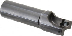 Cutting Tool Technologies - 7/8" Cut Diam, 0.28" Max Depth of Cut, 3/4" Shank Diam, 3" OAL, Indexable Square Shoulder Centercutting End Mill - SPEH 2.522 Inserts, Flatted Shank, 90° Lead Angle - Exact Tooling