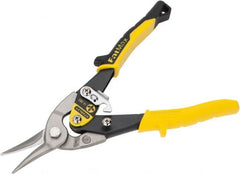 Stanley - 1-3/4" Length of Cut, Straight Pattern Aviation Snip - 10" OAL, Slip-Resistant Bi-Material Palm Cushion Grip Handle, 18 AWG Steel Capacity - Exact Tooling