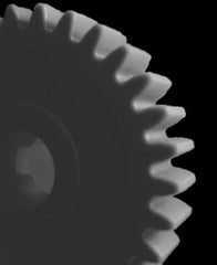 Made in USA - 20 Pitch, 2.2" Pitch Diam, 2.3" OD, 44 Tooth Spur Gear - 3/8" Face Width, 3/8" Bore Diam, 47/64" Hub Diam, 20° Pressure Angle, Acetal - Exact Tooling