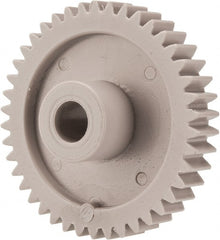 Made in USA - 20 Pitch, 2.1" Pitch Diam, 2.2" OD, 42 Tooth Spur Gear - 3/8" Face Width, 3/8" Bore Diam, 47/64" Hub Diam, 20° Pressure Angle, Acetal - Exact Tooling