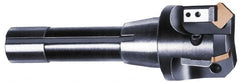 APT - 15° Lead Angle, 2-1/2" Max Cut Diam, 2-1/2" Min Cut Diam, 0.4063" Max Depth of Cut, Indexable Chamfer and Angle End Mill - 5 Inserts, SPG, SPU Insert Style, 3" OAL, Straight Shank - Exact Tooling